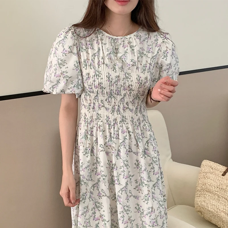 VANOVICH Korean Style Summer Sweet Temperament O-neck Floral Folds Dress Women Fashion Waist Slim Puff Sleeve A-LINE Long Dress
VANOVICH Korean Style Summer Sweet Temperament O-neck Floral Folds Dress Women Fashion Waist Slim Puff Sleeve A-LINE Long Dress