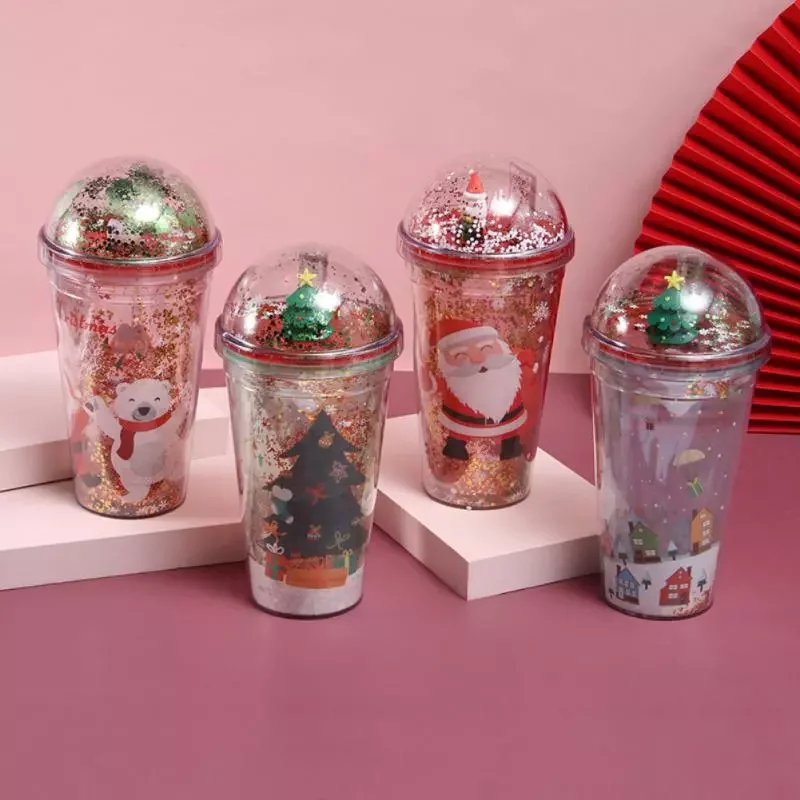 

New in saman bardak mikro peyzaj plastik kamışlı bardak yaratıcı glitter noel hediyesi kahve fincanları bardak bardak kahve kupa