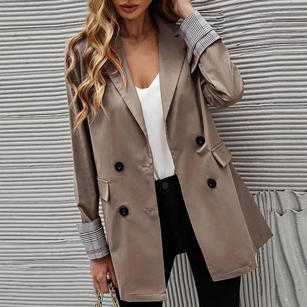 Suit Coat Chic Plaid Patchwork Cuffs Fine Sewing Crafts Double-breasted Solid Color Temperament Suit Coat Female Clothing
Suit Coat Chic Plaid Patchwork Cuffs Fine Sewing Crafts Double-breasted Solid Color Temperament Suit Coat Female Clothing