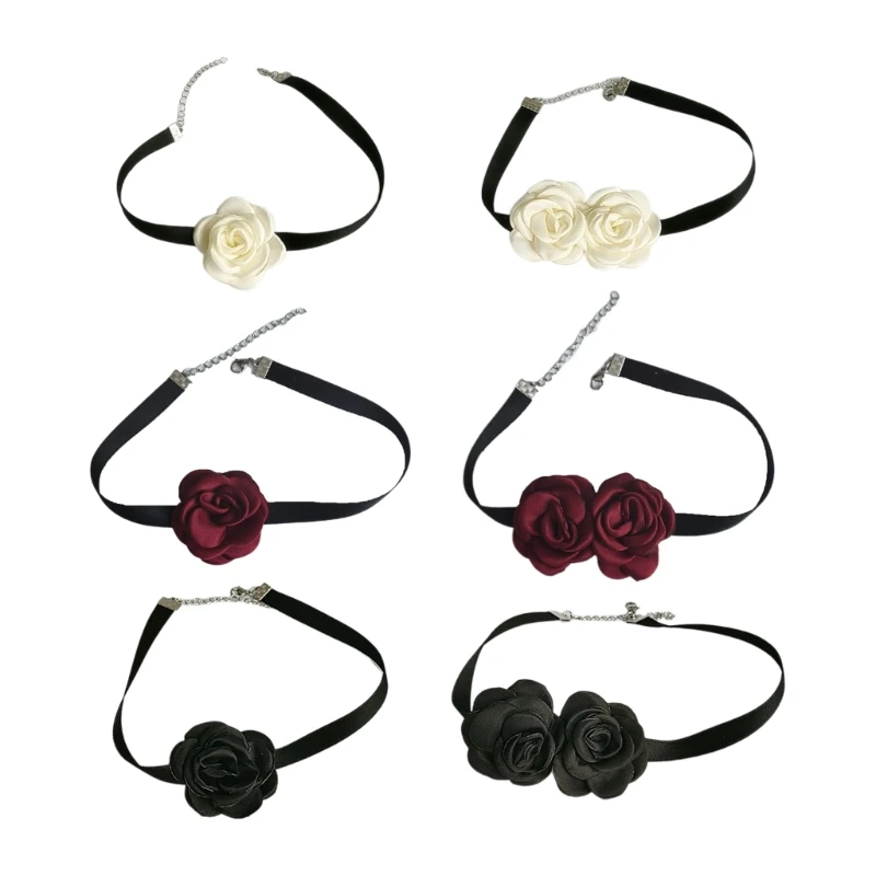 Sexy Simple Rose Flower Long Ribbon Choker Necklaces Collar Neckband Clavicle Chain Chocker Party Gift for Women
Sexy Simple Rose Flower Long Ribbon Choker Necklaces Collar Neckband Clavicle Chain Chocker Party Gift for Women