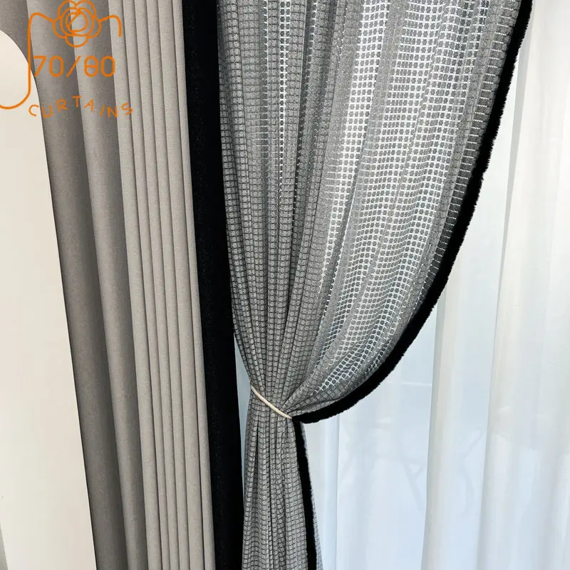 New Black Grey Jacquard Chenille Thickened Blackout Curtains for Living Room Bedroom French Hollowed Window Screen Customized
New Black Grey Jacquard Chenille Thickened Blackout Curtains for Living Room Bedroom French Hollowed Window Screen Customized