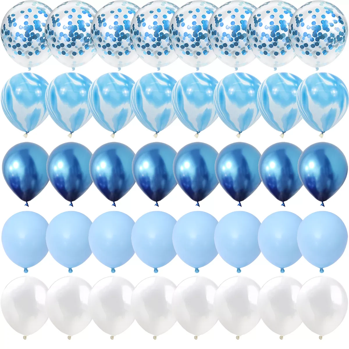 

NEW IN 40 Pcs Blue Set Agate Marble Balloons Silver Confetti Balloon Wedding Valentine's Day Baby Shower Birthday Party Deco