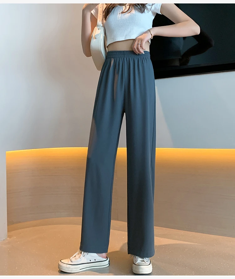 Women Trousers Summer Elastic Waist Wide Leg Pants Casual Cool Thin Black Gray Apricot Pants Female M-XXL
Women Trousers Summer Elastic Waist Wide Leg Pants Casual Cool Thin Black Gray Apricot Pants Female M-XXL