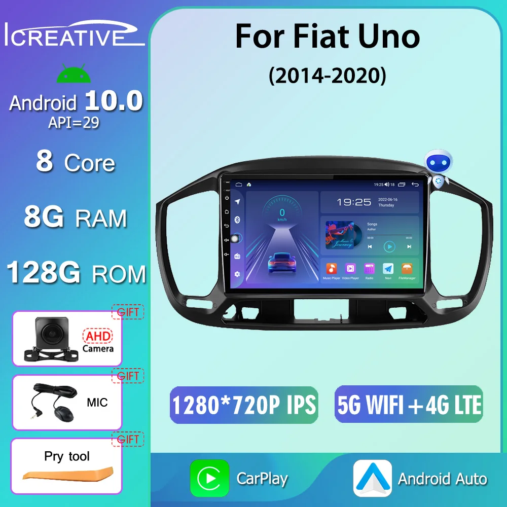 

QLED 1280*720 Android 10 Car Radio Video 8G 128G For Fiat Uno 2014 2015 2016 2017 2018 2019 2020 GPS Navigation Stereo No 2 din