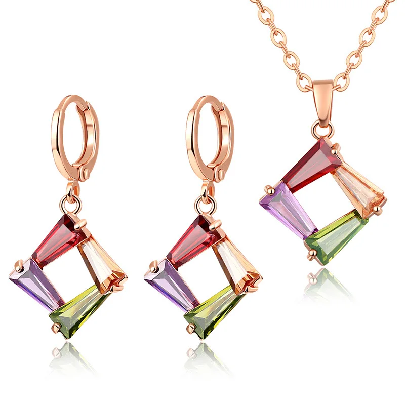 European and American Bridal Jewelry Simple Square Zircon Necklace Earrings Set Crystal Jewelry Two-piece Set
European and American Bridal Jewelry Simple Square Zircon Necklace Earrings Set Crystal Jewelry Two-piece Set