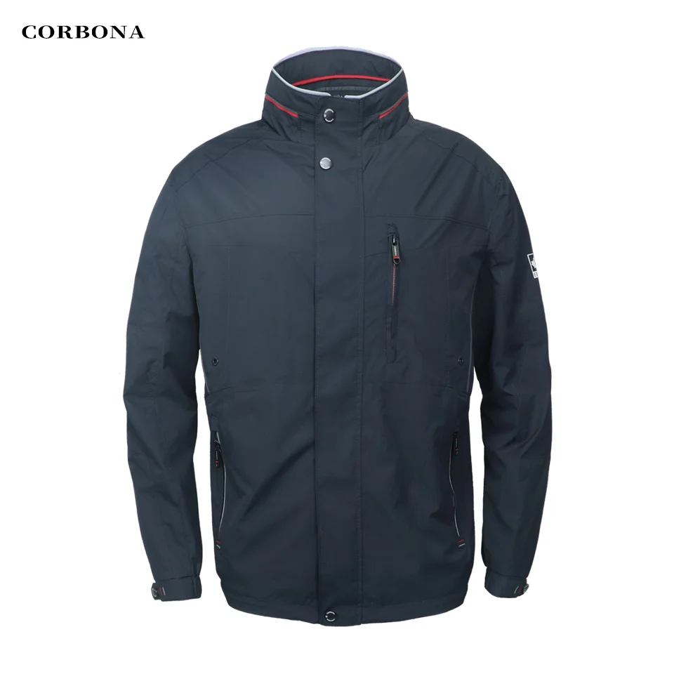 

CORBONA 2022 New Men Oversized Windbreaker Jacket Outdoor Lightweight Longsleeve Autumn Coat Multi Pockets Navy Blue Army Parka