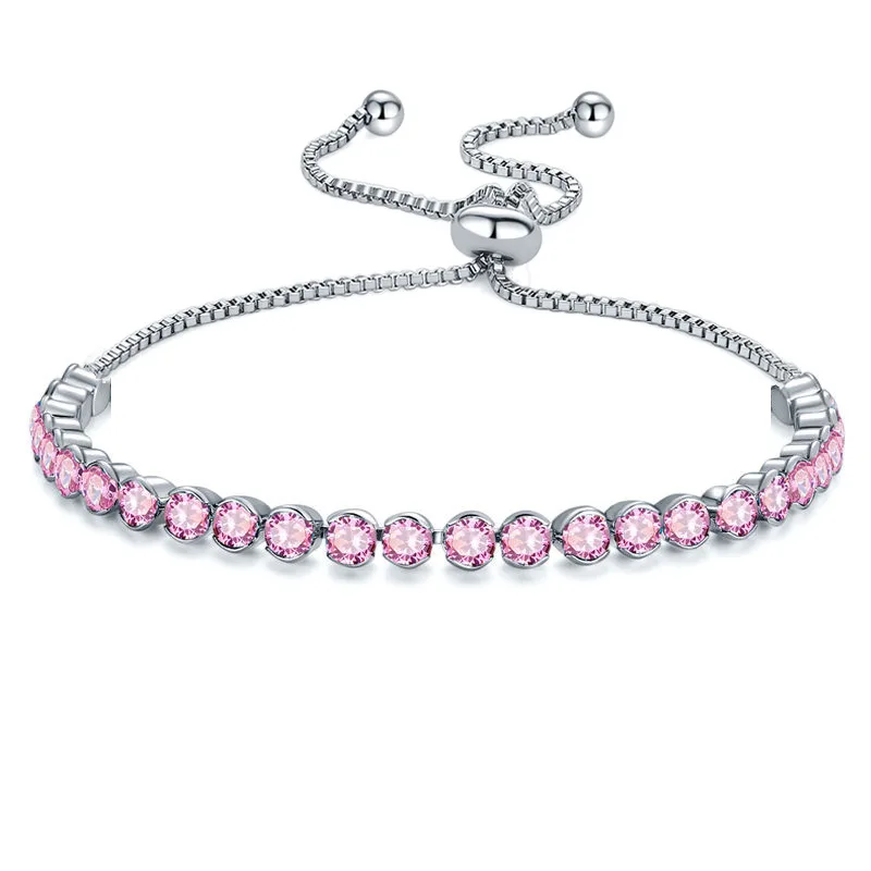 7 Colors 4.0 Round Zirconium Pull Bracelet Ladies Simple Bracelet High Quality Fashion Bridal Jewelry Pink White Black Jewelry
7 Colors 4.0 Round Zirconium Pull Bracelet Ladies Simple Bracelet High Quality Fashion Bridal Jewelry Pink White Black Jewelry