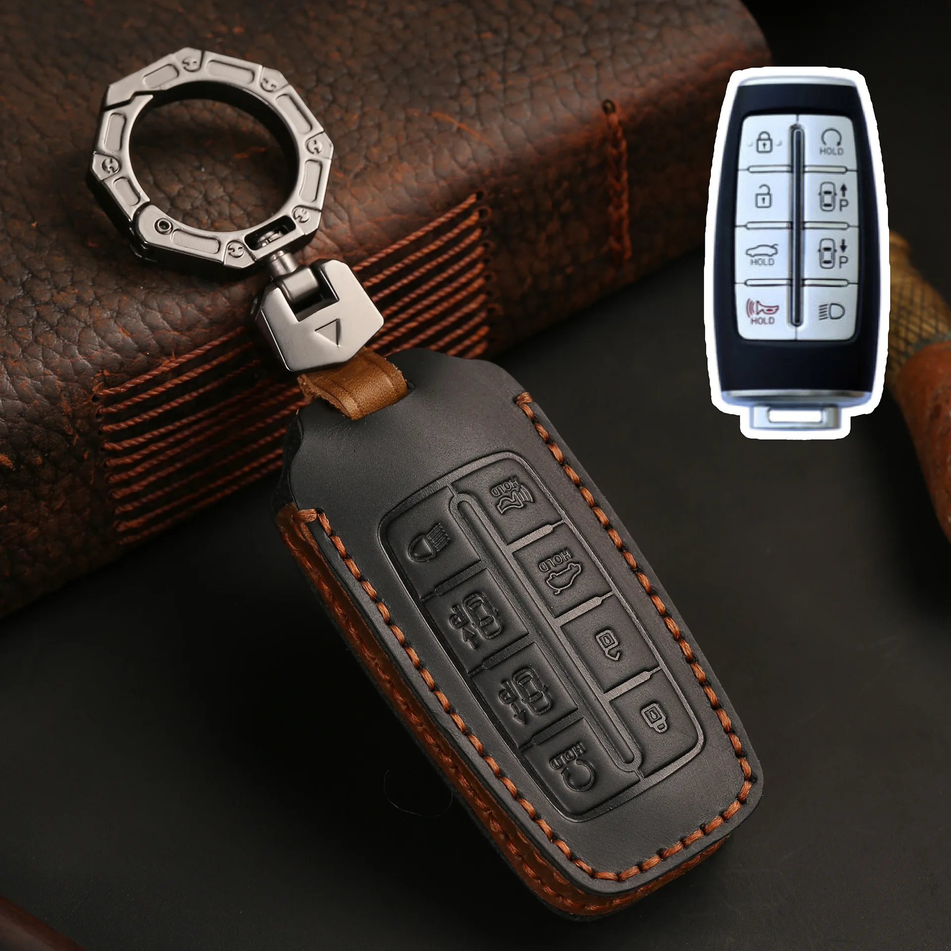 Кожаный чехол для автомобильного ключа 4/5/6 Bottons, брелок для Hyundai Genesis G70 G80 G90 GV70 GV80 EQ900 DH BH G60, аксессуары 
Кожаный чехол для автомобильного ключа 4/5/6 Bottons, брелок для Hyundai Genesis G70 G80 G90 GV70 GV80 EQ900 DH BH G60, аксессуары