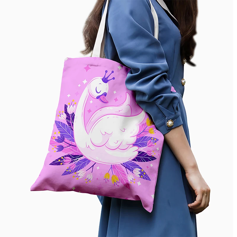 Fashion Ladies Shopping Bag 3D Printing Swan Pattern Color Harajuku Canvas Tote Bag Shopper Shoulder bag Female Zipper Bag New
Fashion Ladies Shopping Bag 3D Printing Swan Pattern Color Harajuku Canvas Tote Bag Shopper Shoulder bag Female Zipper Bag New