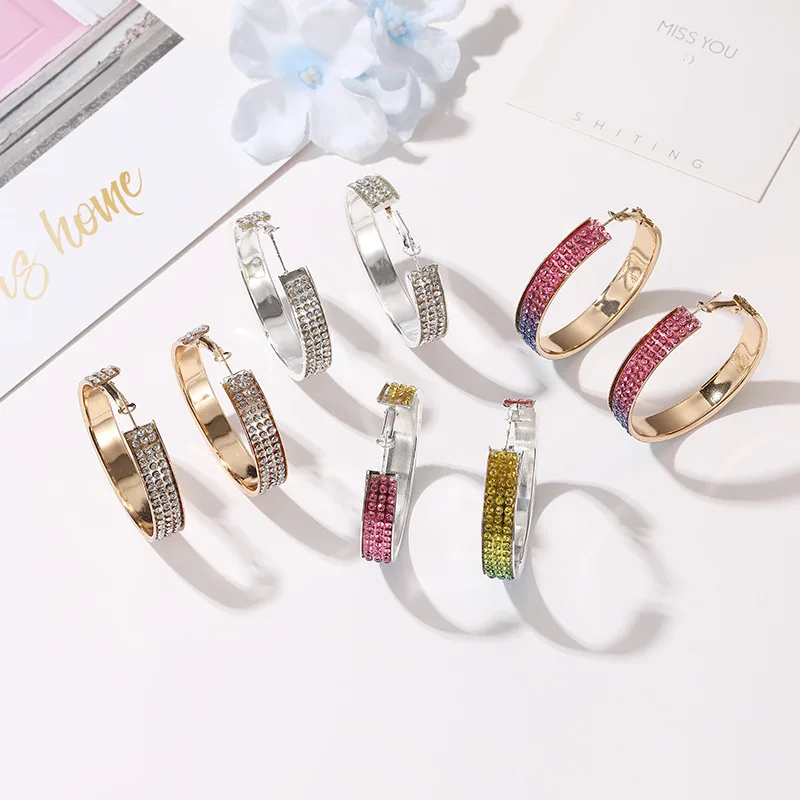 Rainbow Color Rhinestone Hoop Earrings For Women Layered Gradient Crystal Big Round Circle Earring Evening Party Jewelry
Rainbow Color Rhinestone Hoop Earrings For Women Layered Gradient Crystal Big Round Circle Earring Evening Party Jewelry