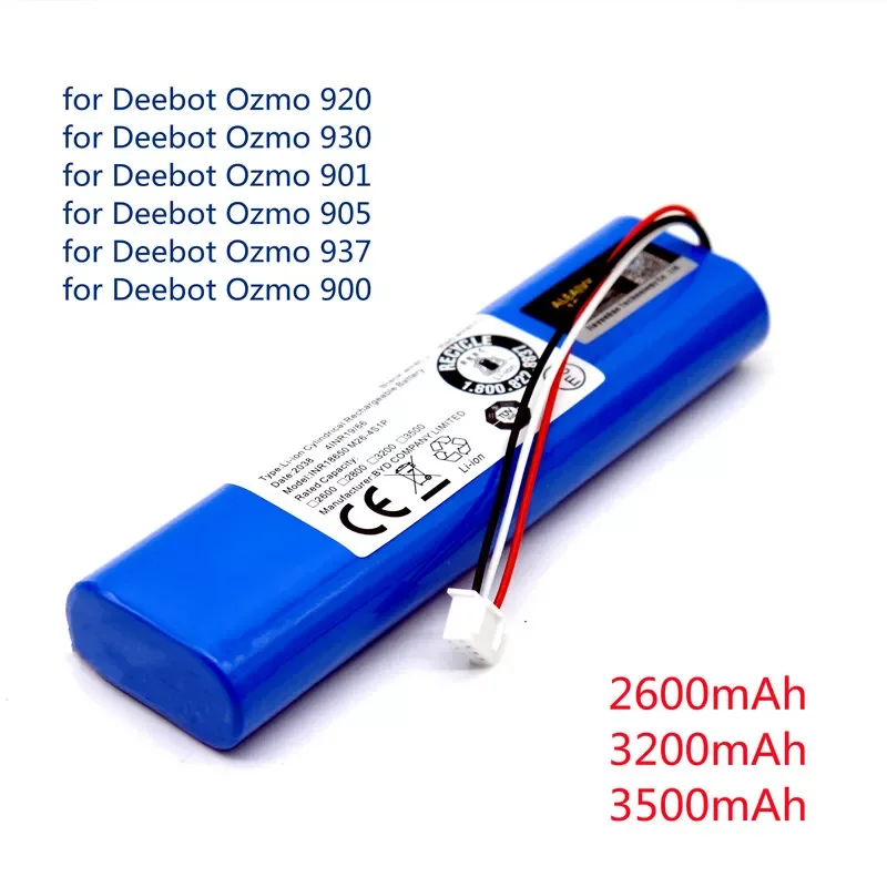 NEW 14.4V 2600mAh Robot Vacuum Cleaner Replacement Battery for Ecovacs Deebot Ozmo 920,930,901,905,937,900 Lithium Ion Battery N
NEW 14.4V 2600mAh Robot Vacuum Cleaner Replacement Battery for Ecovacs Deebot Ozmo 920,930,901,905,937,900 Lithium Ion Battery N