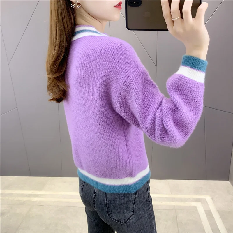 Patchwork Fashion V Collar Knitted Sweater Women Slim Short Pullover Jumpers Ladies Solid Color Long Sleeve Knitwear Tops Female
Patchwork Fashion V Collar Knitted Sweater Women Slim Short Pullover Jumpers Ladies Solid Color Long Sleeve Knitwear Tops Female