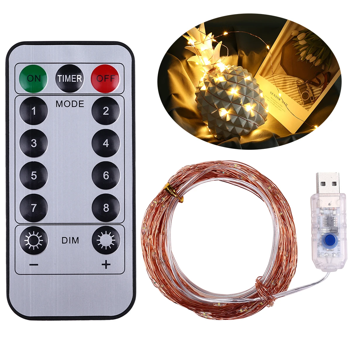 USB Powered 5M 8 Modes LED Copper Wire String Light with Remote Control for Festival Party Home Decor Warm White
USB Powered 5M 8 Modes LED Copper Wire String Light with Remote Control for Festival Party Home Decor Warm White