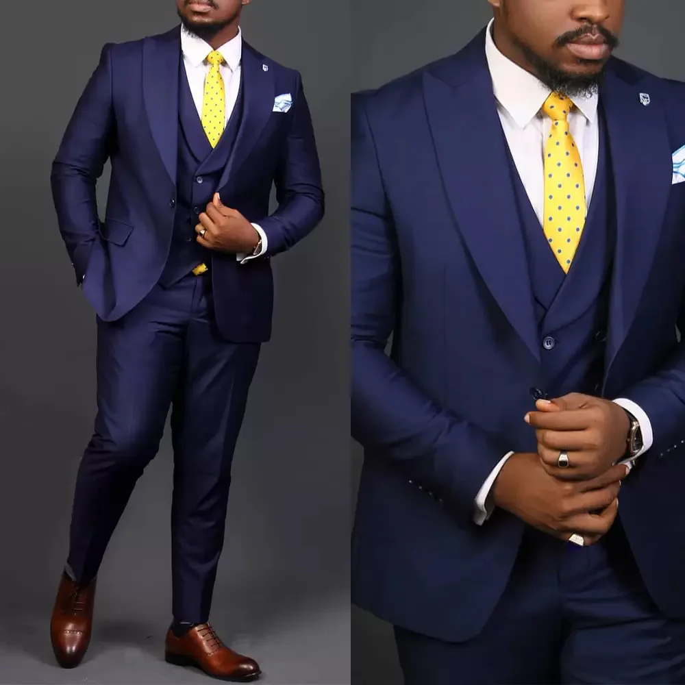 Navy Blue Business Tuxedos Mens Pants Suits Slim Fit Groom Wedding Prom Party Blazer Overcoat ( Jacket+Vest+Pants)
Navy Blue Business Tuxedos Mens Pants Suits Slim Fit Groom Wedding Prom Party Blazer Overcoat ( Jacket+Vest+Pants)