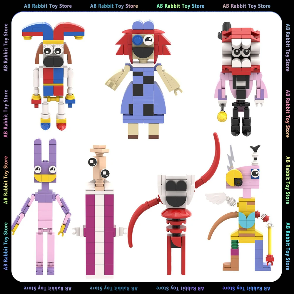 

The Amazing Digital Circus Assembly Bricks Jax Dolls Collectible Pomni Rabbit Building Blocks Model Toy Kids Christmas Gifts