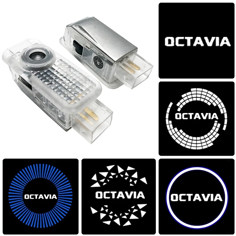 

Лазерный проектор с логотипом двери автомобиля, 2 шт., привидение, тень, приветственные огни для Skoda Old Octavia 2004-2006, аксессуары для ламп