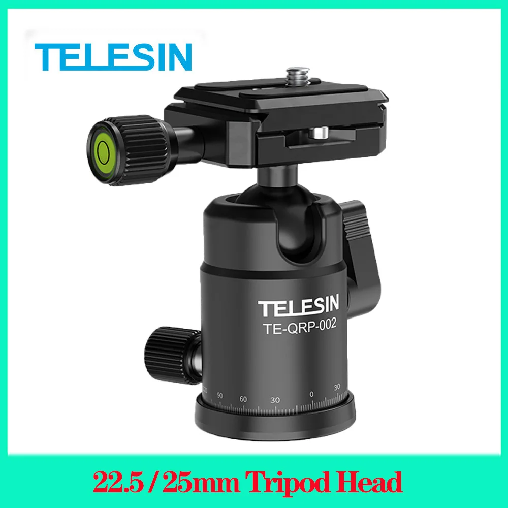 TELESIN 22.5mm Tripod Head Panoramic Center Design Ball Head Quick Release Plate for Cannon Sony Nikon DSLR Camera Monopod
TELESIN 22.5mm Tripod Head Panoramic Center Design Ball Head Quick Release Plate for Cannon Sony Nikon DSLR Camera Monopod