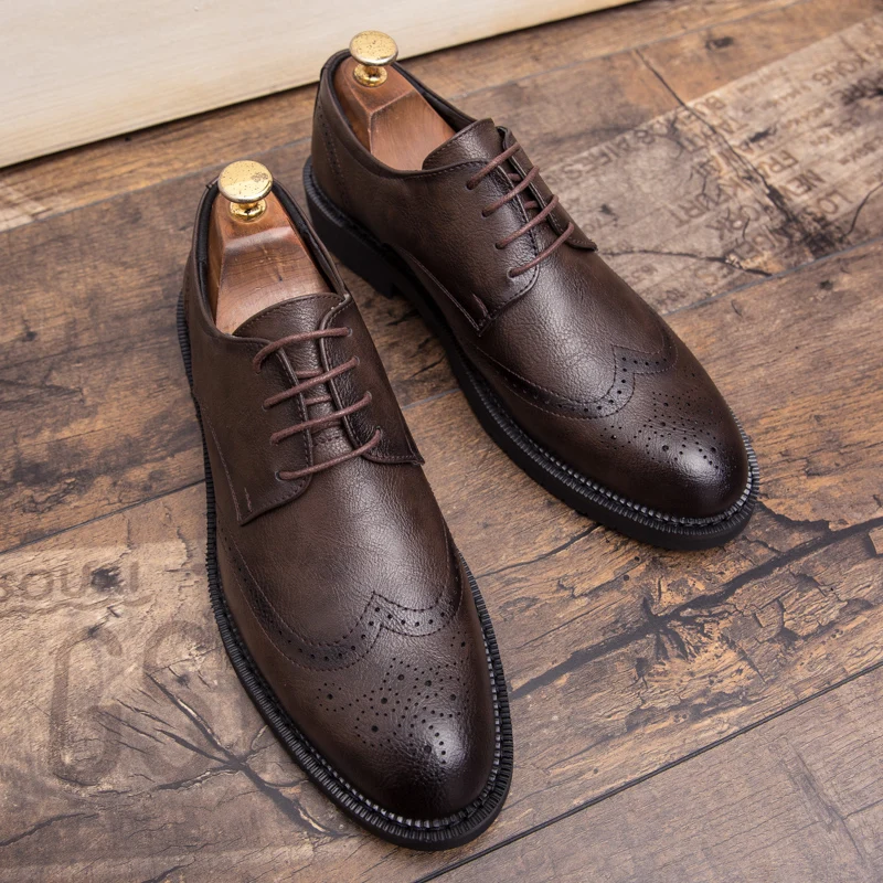 

Misalwa Plus Size 38-47 Men Brogue Fashion Oxford Dress Shoes Male Well-dressed Gentleman Handcrafted Footwear for Modern Men
