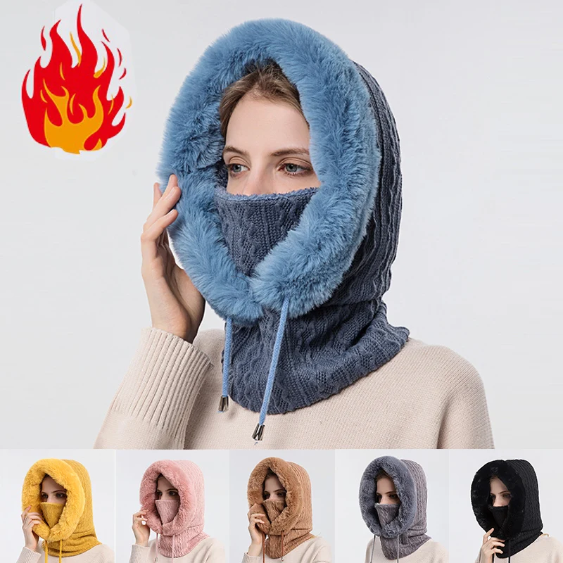Winter Outdoor Riding Mask Set Hooded Knitted Cashmere Neck Warm Ski Windproof Cap Thick Plush Fluffy Beanies Women 3-in-1 Hat
Winter Outdoor Riding Mask Set Hooded Knitted Cashmere Neck Warm Ski Windproof Cap Thick Plush Fluffy Beanies Women 3-in-1 Hat