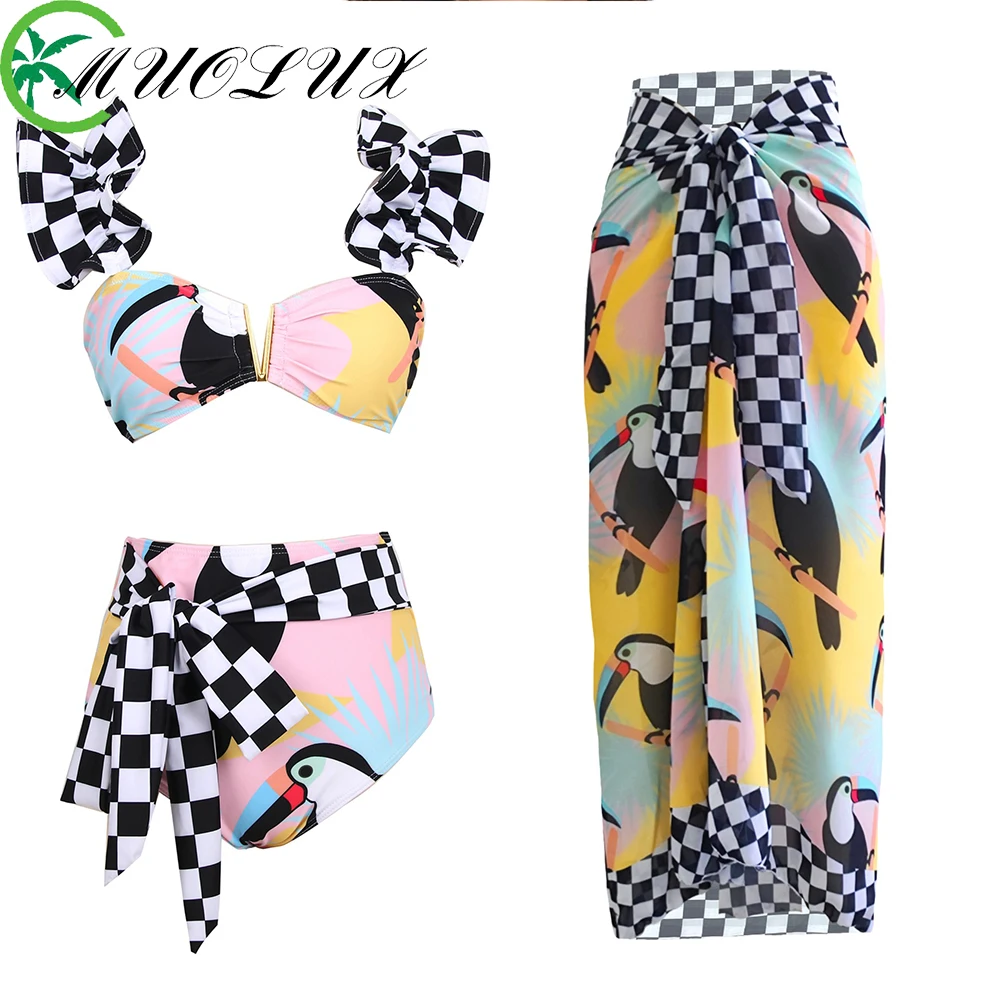 MUOLUX 2023 Three Pieces Bikini Set Skirt Cover Up Women Ruffle 3D Monkin Swimsuit Print Swimwear Biquini Beach Bathing Dress
MUOLUX 2023 Three Pieces Bikini Set Skirt Cover Up Women Ruffle 3D Monkin Swimsuit Print Swimwear Biquini Beach Bathing Dress