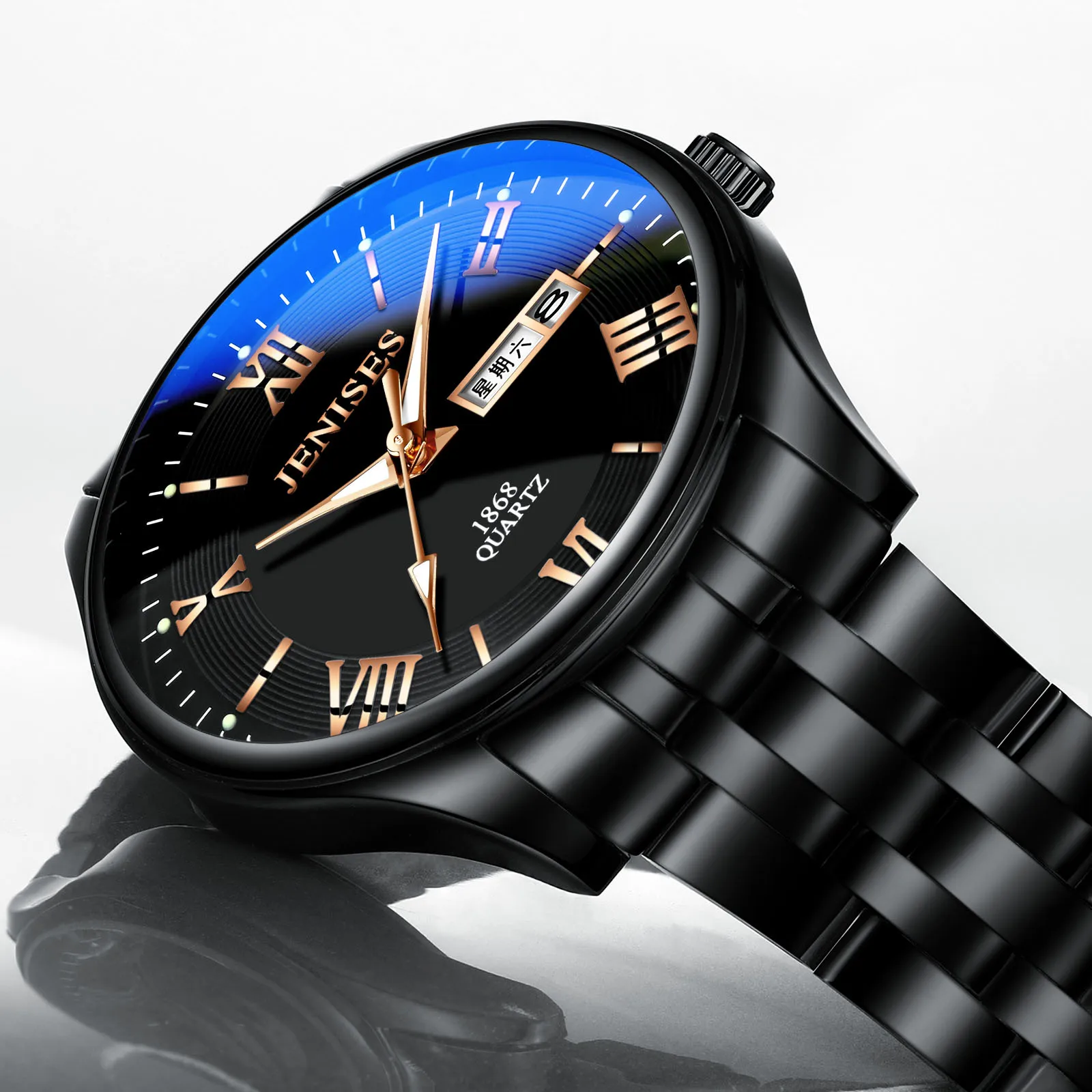 Часы наручные мужские кварцевые, брендовые Роскошные светящиеся водонепроницаемые полностью стальные, с датой, неделей, деловой стиль 
Часы наручные мужские кварцевые, брендовые Роскошные светящиеся водонепроницаемые полностью стальные, с датой, неделей, деловой стиль