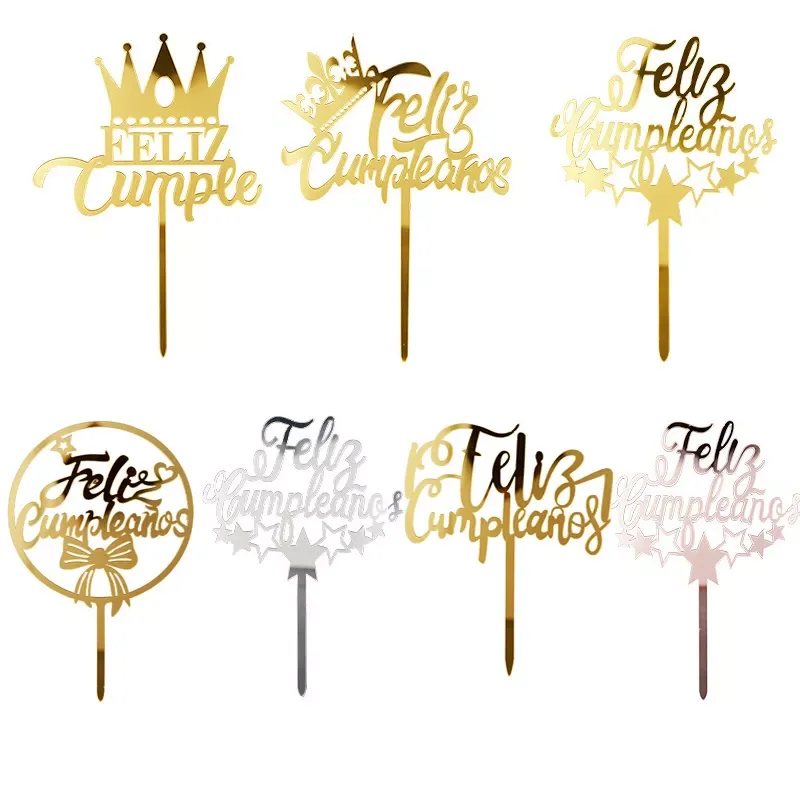 Feliz Cumpleanos Espanol Spanish Happy Birthday Cake Topper Gold Crown Design Cupcake Baking Supplies Party Decoration
Feliz Cumpleanos Espanol Spanish Happy Birthday Cake Topper Gold Crown Design Cupcake Baking Supplies Party Decoration