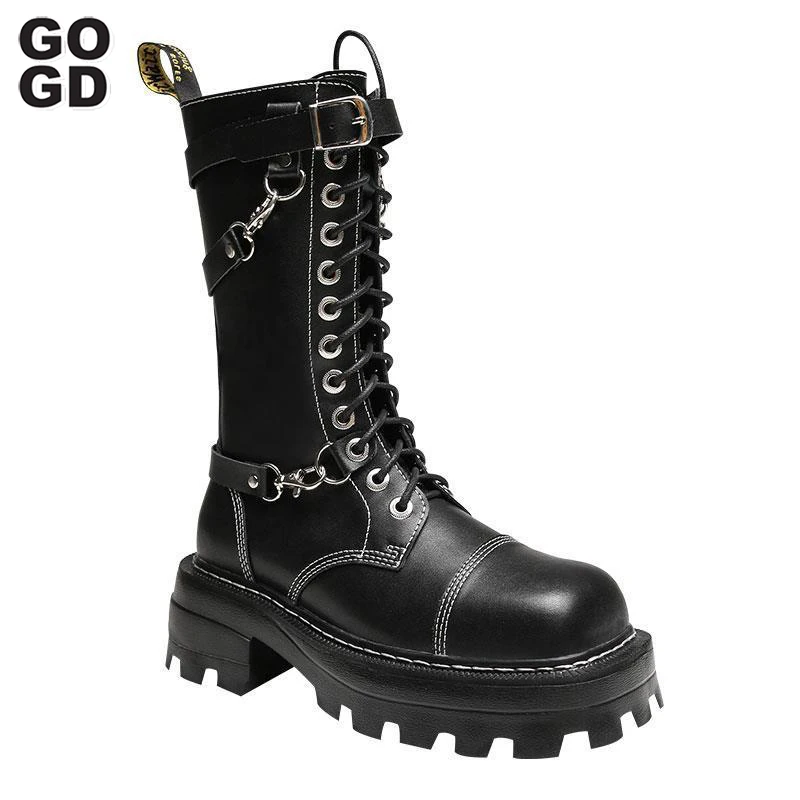 GOGD Women's Inner Heightening Boots New Lace-up Thick-soled Short Boots Spring and Autumn Single Boots Elastic Stockings Boots
GOGD Women's Inner Heightening Boots New Lace-up Thick-soled Short Boots Spring and Autumn Single Boots Elastic Stockings Boots