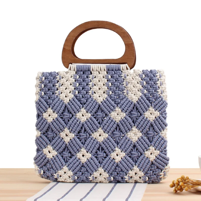 Women Handbags Hollow Rope Woven Large Tote Casual Straw Bags Summer Beach Hand Bag Wooden Handle Bali Big Shopper Purse Striped
Women Handbags Hollow Rope Woven Large Tote Casual Straw Bags Summer Beach Hand Bag Wooden Handle Bali Big Shopper Purse Striped