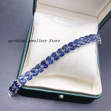 New 925 Silver Inlaid Natural Sapphire Bracelet, Seiko Crafted, Luxurious and Beautiful, Gift for Mom, Customizable