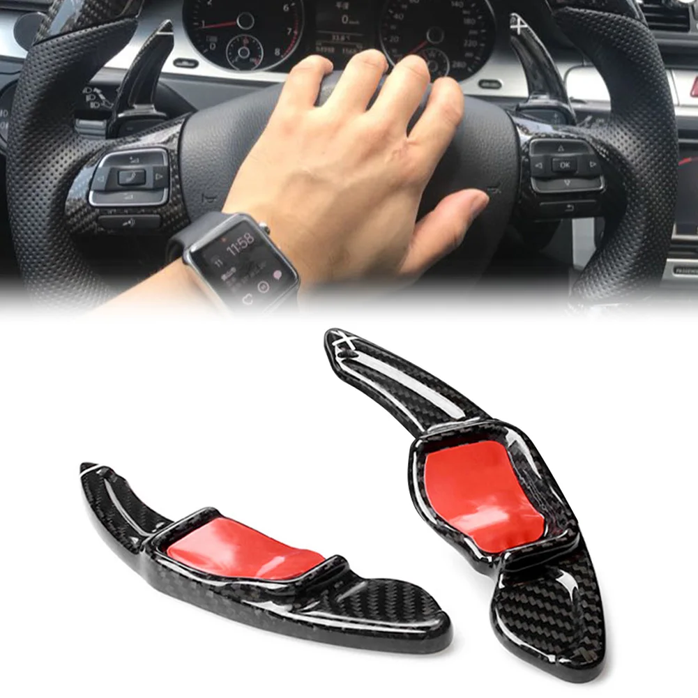 

Car Steering Wheel Paddles Shifter Black Red Carbon Fiber Gear Shift Extension For VW Golf MK5 MK6 GTI R20 R32 R36 CC Scirocco