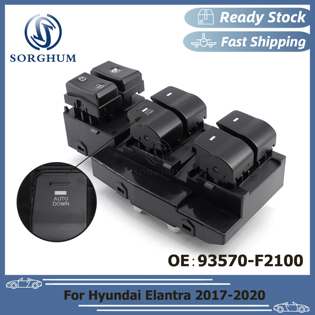 SORGHUM 93570-F2100 93570F2100 Master Electric Power Window Switch Autodown Control Button For Hyundai Elantra 2017 2018 2019-20
SORGHUM 93570-F2100 93570F2100 Master Electric Power Window Switch Autodown Control Button For Hyundai Elantra 2017 2018 2019-20