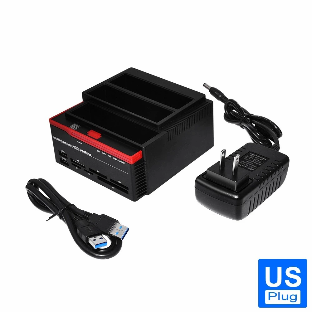 

2.5"/3.5" USB 3.0 2 SATA 1 IDE HDD Hard Drive Disk Docking Station Card Reader USB3.0 M2 TF SD Slot Hub