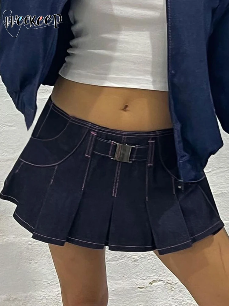 Weekeep Sexy Super Short Denim Mini Skirt Casual Streetwear Low Rise Pleated Skirts Korean Fashion Women Clothing y2k Aesthetic
Weekeep Sexy Super Short Denim Mini Skirt Casual Streetwear Low Rise Pleated Skirts Korean Fashion Women Clothing y2k Aesthetic