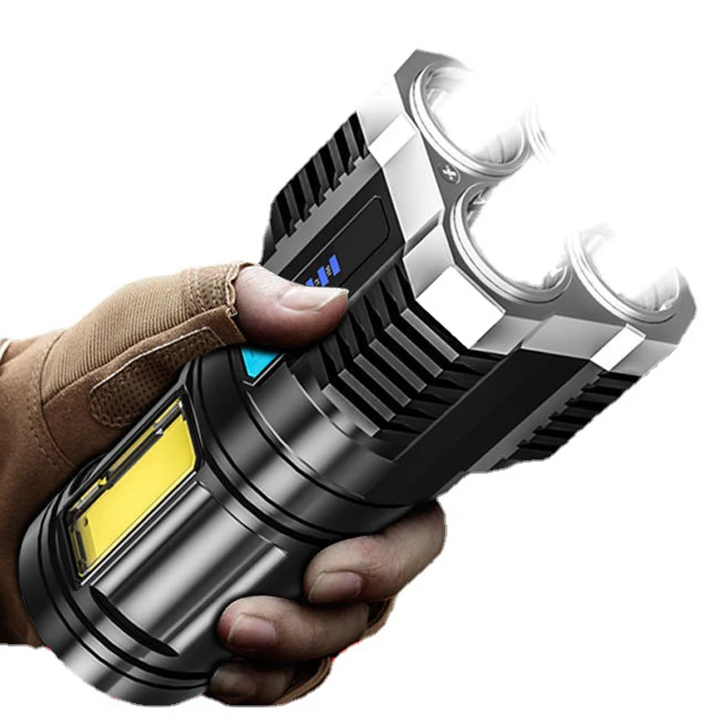 4-core Super Bright Flashlight Rechargeable Outdoor Multi-function P1000 Led Long-range Spotlight Battery Display COB Light
4-core Super Bright Flashlight Rechargeable Outdoor Multi-function P1000 Led Long-range Spotlight Battery Display COB Light
