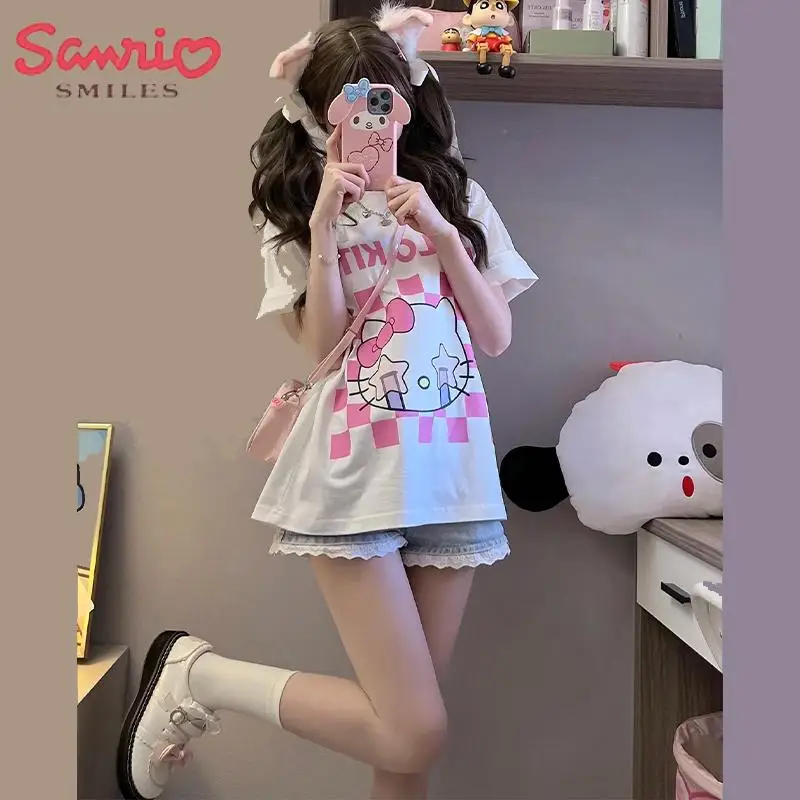 Kawaii Sanrio Anime Checkerboard Collection Hello Kitty T-Shirt Short Sleeve Cute Summer Ladies Color Block Printing Casual Gift
Kawaii Sanrio Anime Checkerboard Collection Hello Kitty T-Shirt Short Sleeve Cute Summer Ladies Color Block Printing Casual Gift