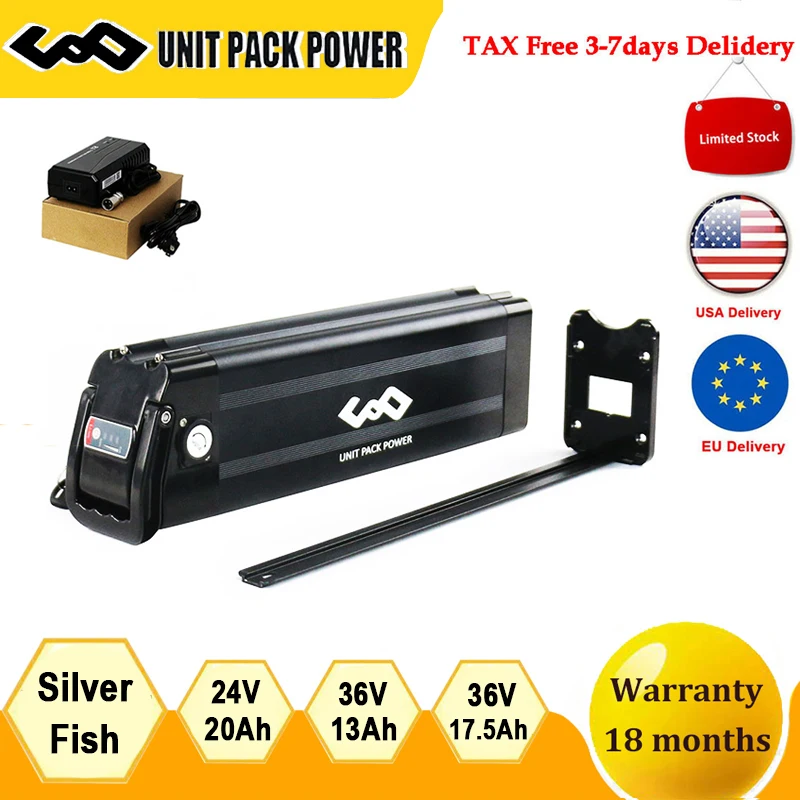 24V 36V 48V Ebike Battery Silver Fish 20Ah 17.5AH 13Ah Lithium 18650 Pack for Electric Bicycle 200W 250W 350W 500W Hub Motor Kit
24V 36V 48V Ebike Battery Silver Fish 20Ah 17.5AH 13Ah Lithium 18650 Pack for Electric Bicycle 200W 250W 350W 500W Hub Motor Kit