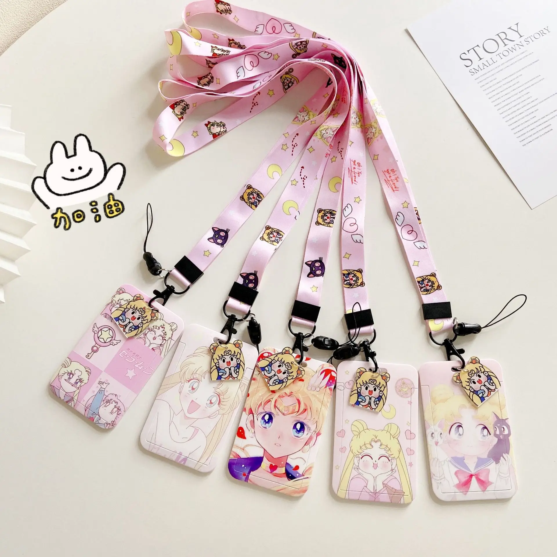 Bandai Sailor Moon Cute Anime Keychain Student Badge Rope Meal Bus Card Cover Card Key Chain Hanging Bag Buckle Keyring 
Bandai Sailor Moon Cute Anime Keychain Student Badge Rope Meal Bus Card Cover Card Key Chain Hanging Bag Buckle Keyring