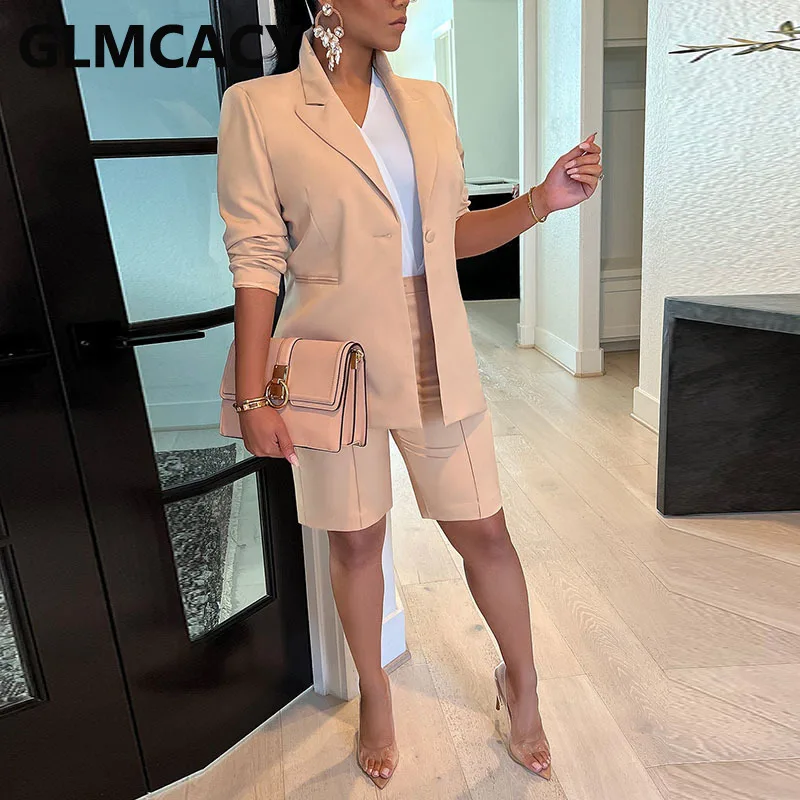 Women Two Piece Elegant Blazer Set Peak Lapel Blazer Jacket & Slim Shorts Set OL Workwear
Women Two Piece Elegant Blazer Set Peak Lapel Blazer Jacket & Slim Shorts Set OL Workwear