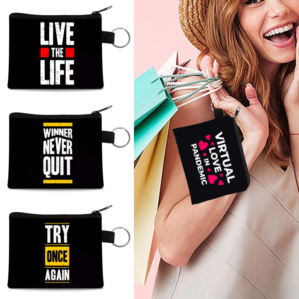 Canvas Coin Bag Women Key Storage Bag Portable USB Data Cable Headphone Bags Phrase Pattern Small Purse Coin Wallet Card Package
Canvas Coin Bag Women Key Storage Bag Portable USB Data Cable Headphone Bags Phrase Pattern Small Purse Coin Wallet Card Package