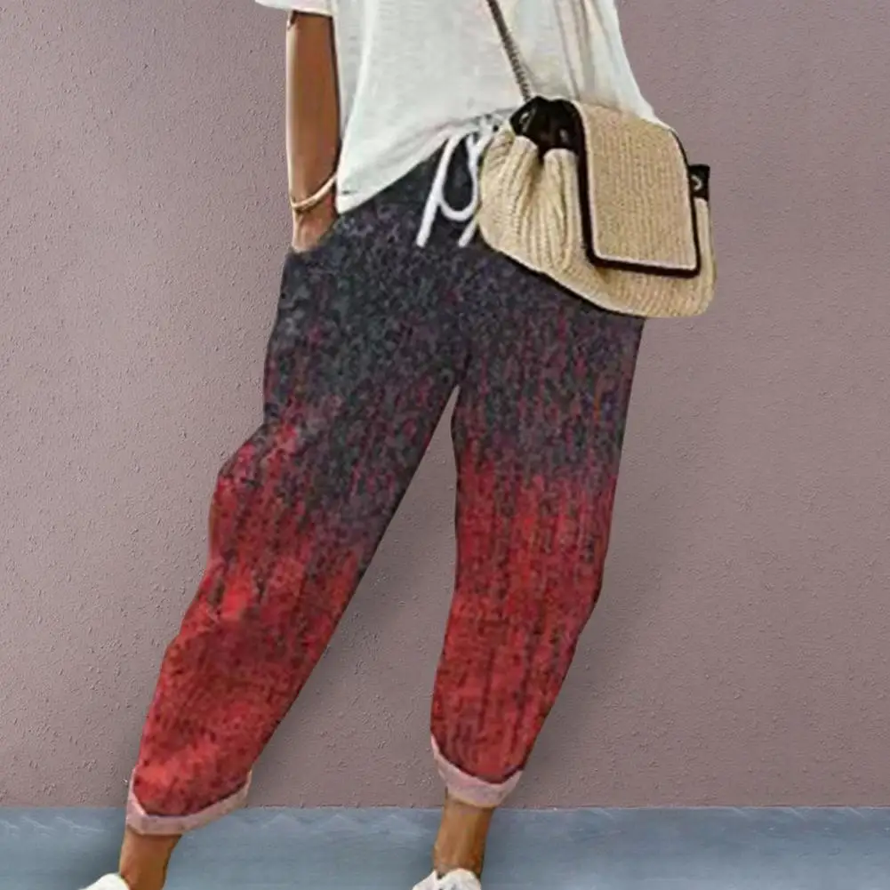 Women Summer Pants Flower Printing Casual Lady Pants Elastic Waist Gradient Color Wide Leg Vintage Lady Trousers Daily Wear
Women Summer Pants Flower Printing Casual Lady Pants Elastic Waist Gradient Color Wide Leg Vintage Lady Trousers Daily Wear