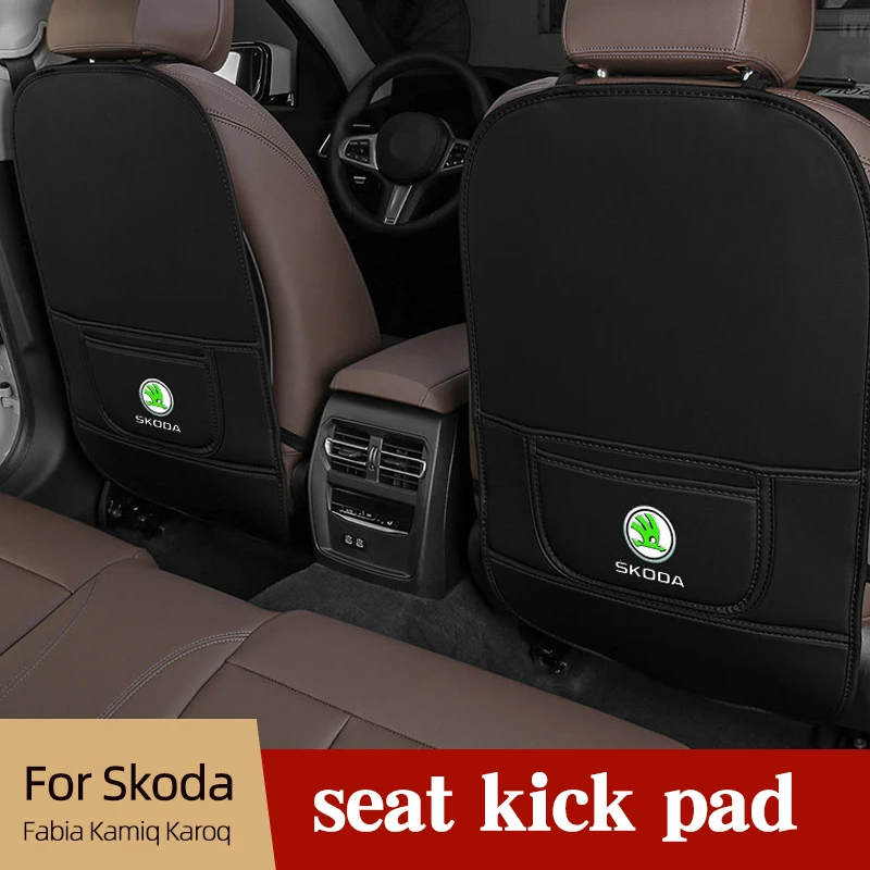 

Car Anti-Child-Kick Pad For Skoda Fabia Kamiq Octavia Rapid Scala Superb Back Seat Protector Tool PU Anti Dirt Accessories