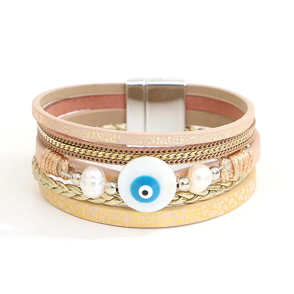 Amorcome Turkish Lucky Evil Eye Braided Leather Bracelets for Women Bohemian Wrap Multilayer Wide Bracelet with Magnetic Clasp
Amorcome Turkish Lucky Evil Eye Braided Leather Bracelets for Women Bohemian Wrap Multilayer Wide Bracelet with Magnetic Clasp