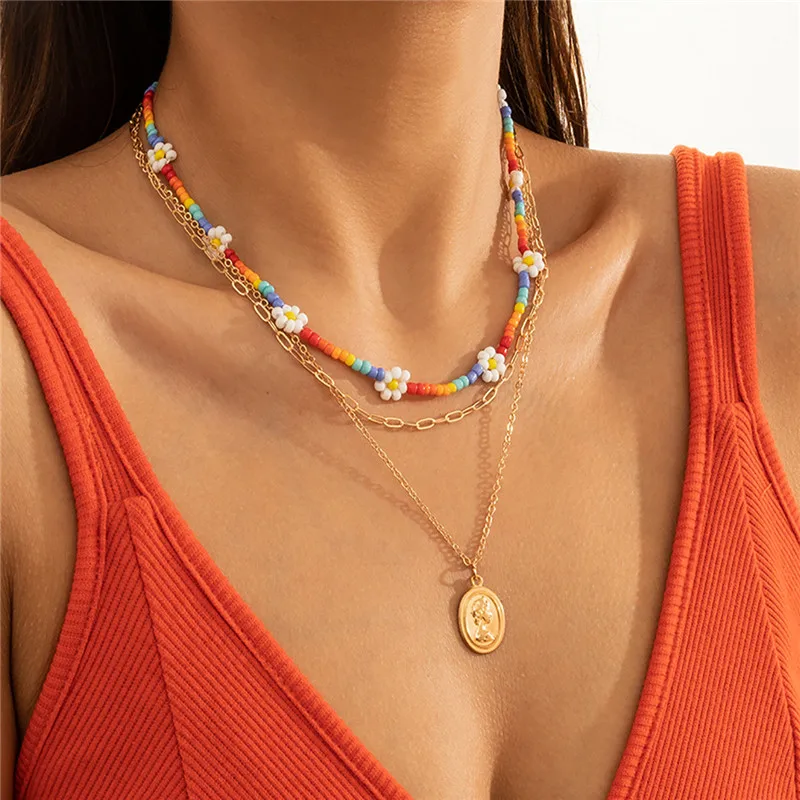 Bohemia Multilayered Vintage Necklaces for Women Portrait Pendant Popular Beads Daisy Chain Necklace 2021 Trend Jewelry
Bohemia Multilayered Vintage Necklaces for Women Portrait Pendant Popular Beads Daisy Chain Necklace 2021 Trend Jewelry