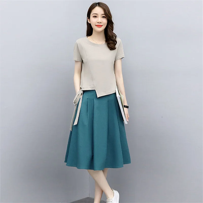 2022 Summer Women's New Two-Piece Fashion Jackets Loose T-Shirt Skirt One Piece/Set All-Match Temperament Outfit Female Tops
2022 Summer Women's New Two-Piece Fashion Jackets Loose T-Shirt Skirt One Piece/Set All-Match Temperament Outfit Female Tops