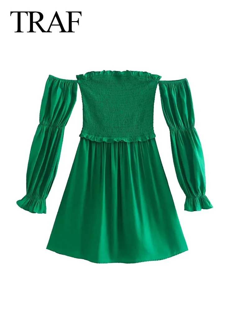 TRAF Fashion Women Mini Dress Tube Top Pullover Solid Green Off-the-shoulder Lantern Long Sleeve Elastic Waist Bust Slim Sexy
TRAF Fashion Women Mini Dress Tube Top Pullover Solid Green Off-the-shoulder Lantern Long Sleeve Elastic Waist Bust Slim Sexy
