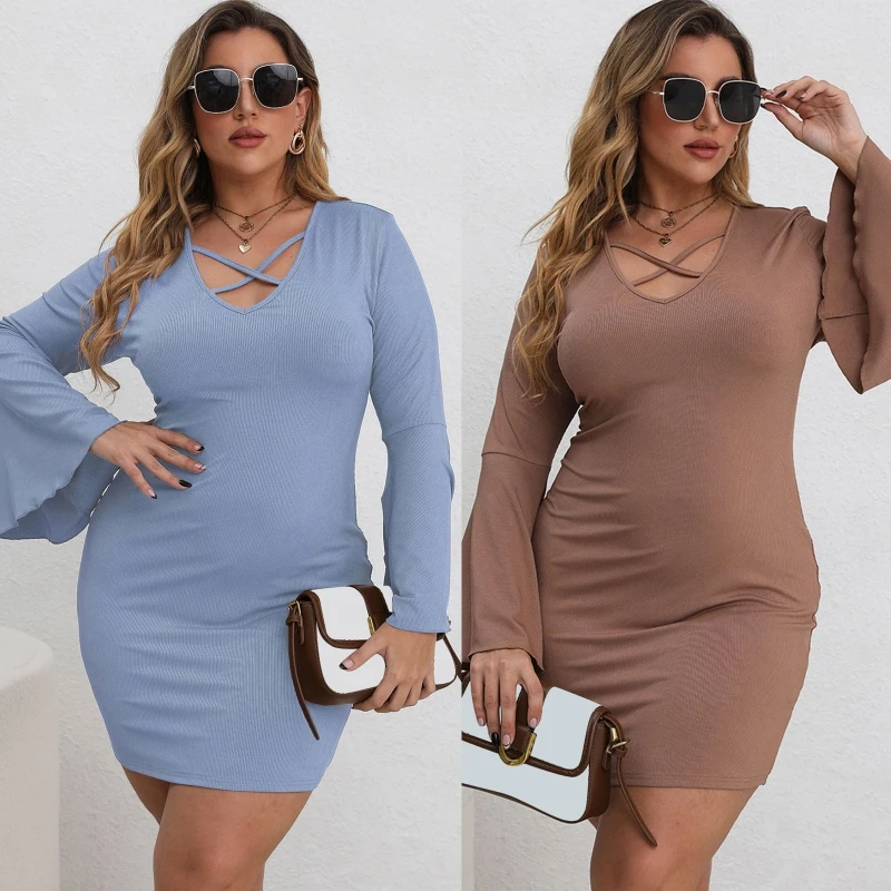 Simple Elegant Bodycon Mini Dress Plus Size Female Summer Flare Long Sleeve Women Beach Daily Sexy Dress for Wife Mother
Simple Elegant Bodycon Mini Dress Plus Size Female Summer Flare Long Sleeve Women Beach Daily Sexy Dress for Wife Mother