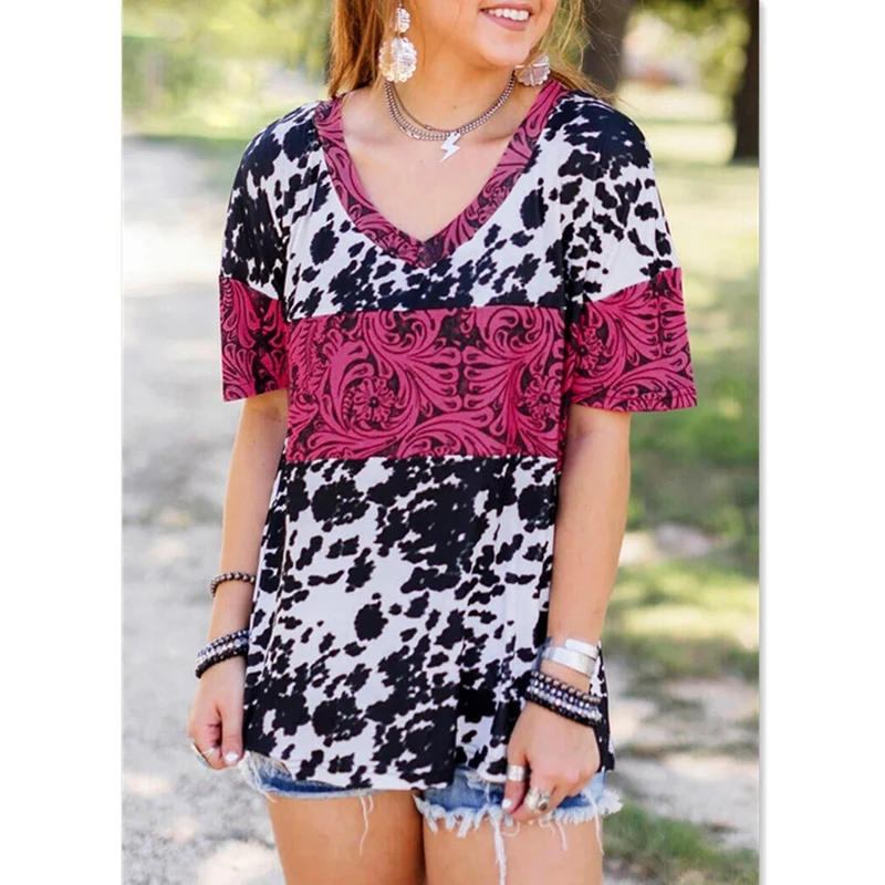 Women's V-Neck Printed Street Trendy Hedging Loose Short Sleeve T-Shirt Picture Color
Women's V-Neck Printed Street Trendy Hedging Loose Short Sleeve T-Shirt Picture Color