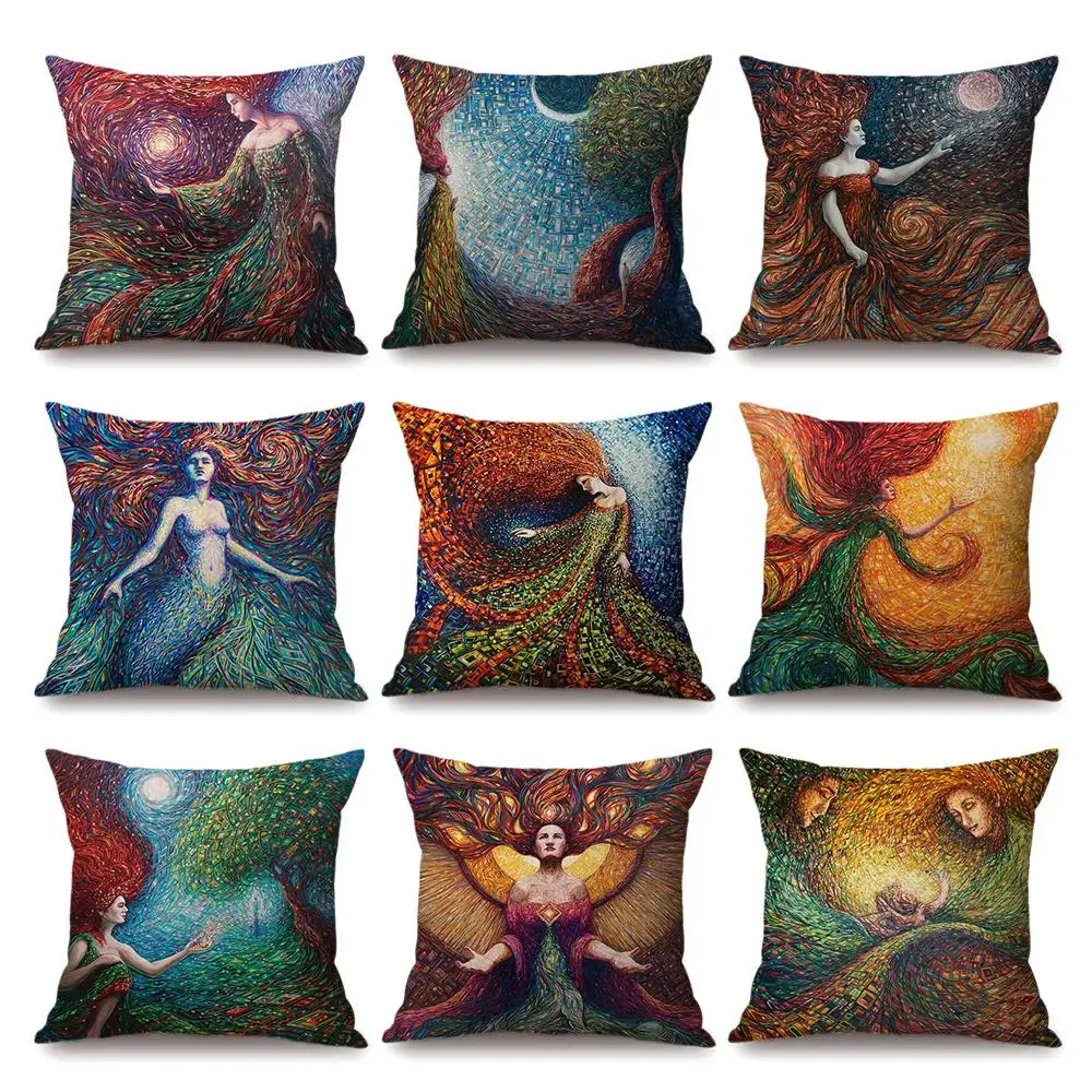 Creative Oil Painting Mermaid Goddess Lounge Decorative Pillow European Luxury Cotton Linen Cushion Cover Double-sided printing
Creative Oil Painting Mermaid Goddess Lounge Decorative Pillow European Luxury Cotton Linen Cushion Cover Double-sided printing