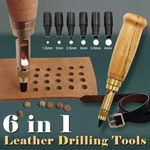 DIY Leather Punch Rotary Punch Replaceable Mute Rotary Punchers Screw Drill Tip Die Home Hand Tool For Belt Watch Strap
