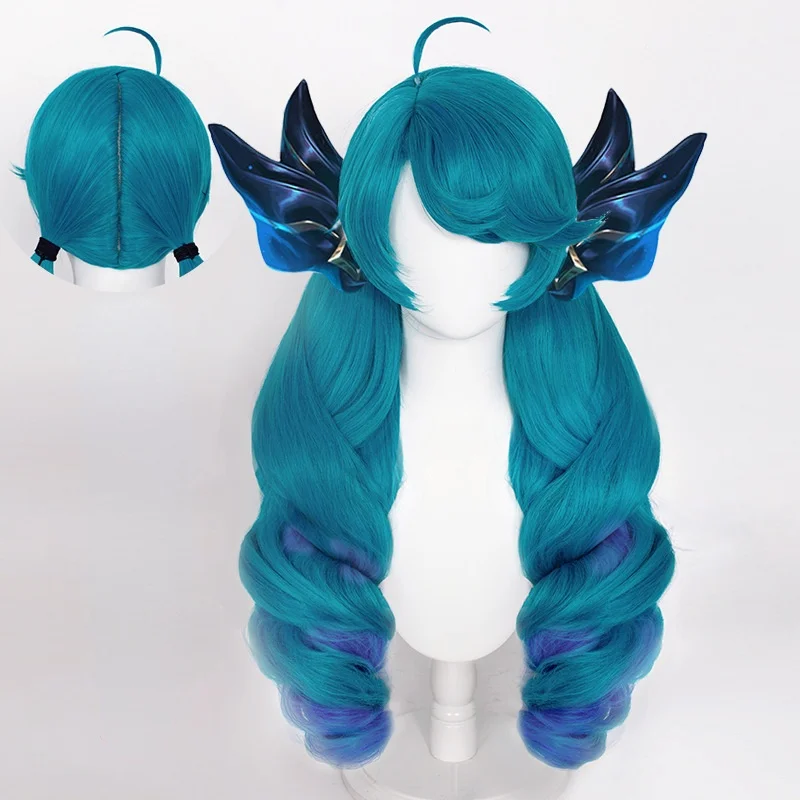 

wig LoL Gwen Cosplay Wig LoL Cosplay Gradient Blue Long Ponytails Game Wig Halloween Synthetic Hair Heat Resistant